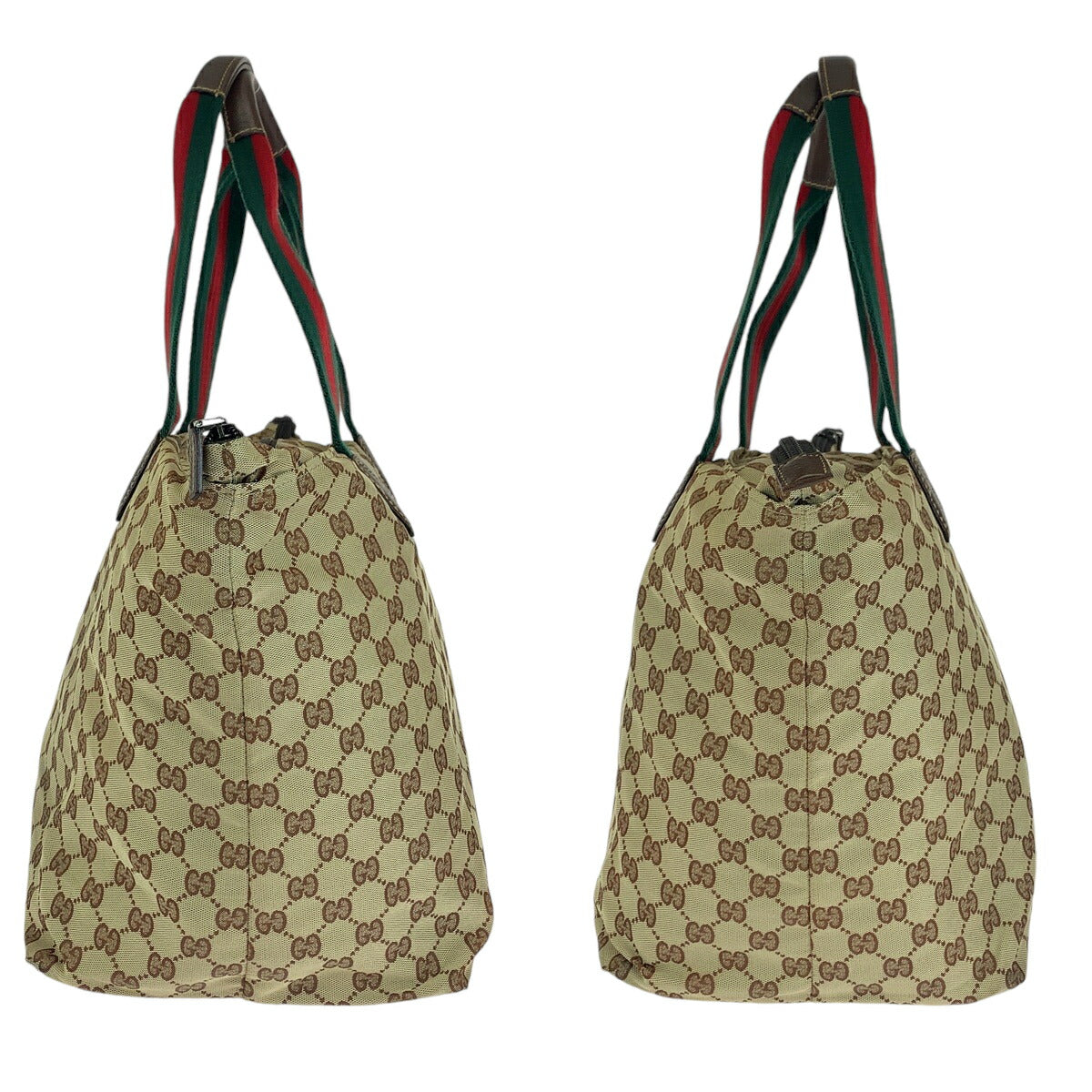 Gucci GG Canvas Brown Red Green Tote Bag