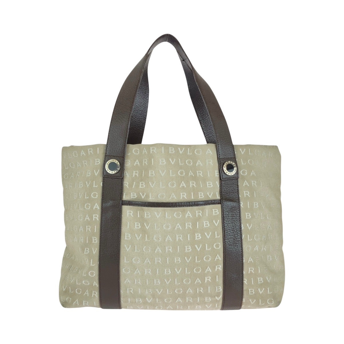 Bvlgari Canvas/Leather Logo Mania Tote Shoulder Bag