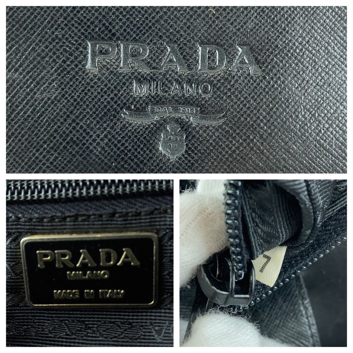 Prada Vintage Saffiano Black Leather Tote