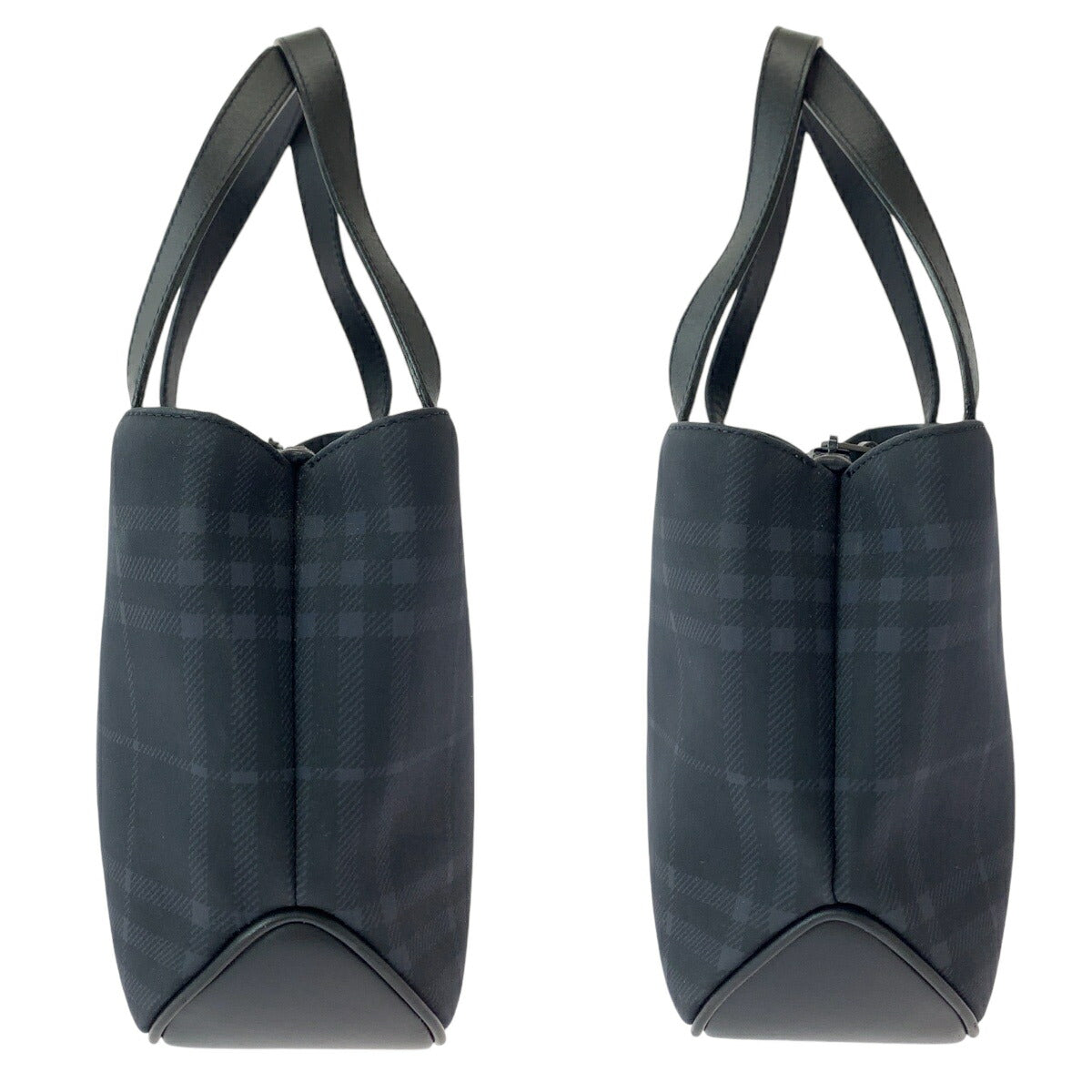 Burberry Check Canvas Tote Bag Navy Silver