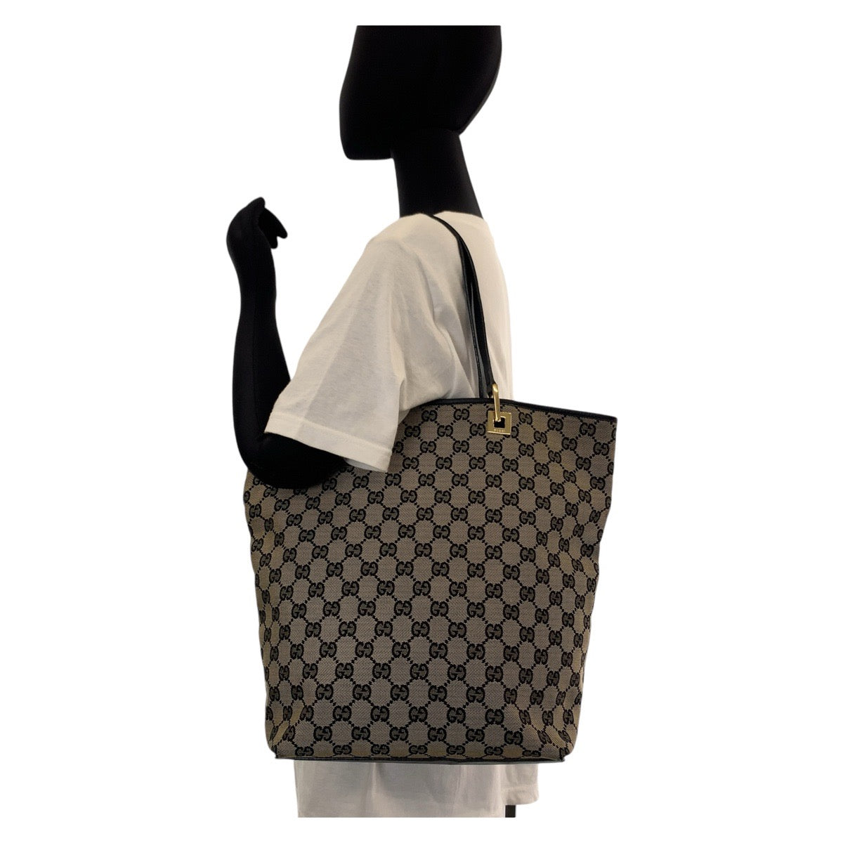 Gucci GG Canvas Leather Tote Shoulder Bag