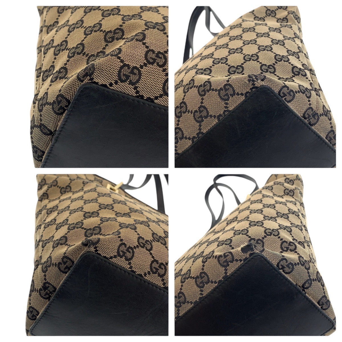 Gucci GG Canvas Leather Tote Shoulder Bag