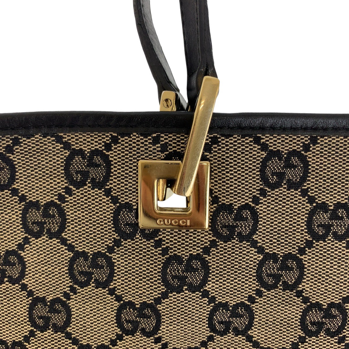 Gucci GG Canvas Leather Tote Shoulder Bag