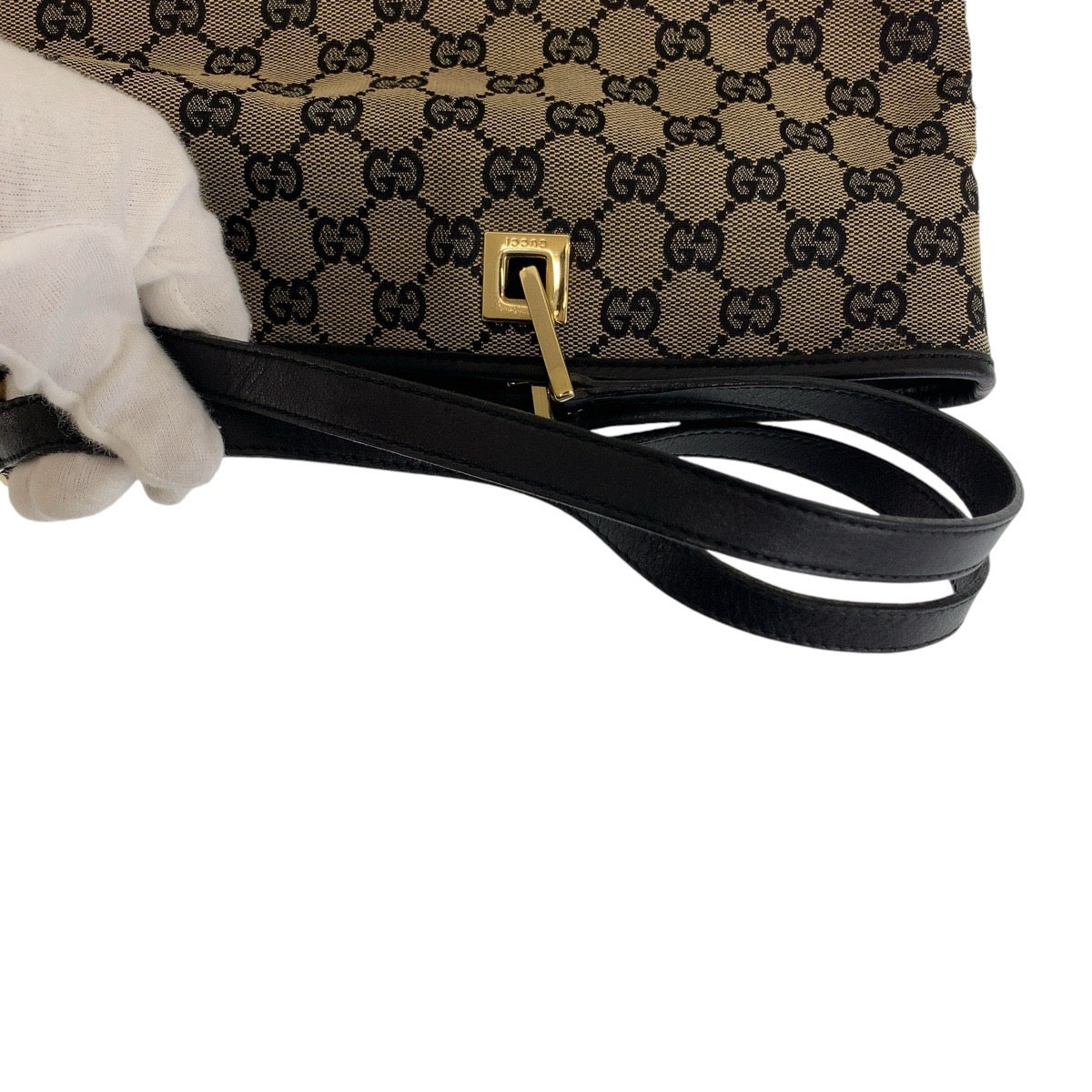 Gucci GG Canvas Leather Tote Shoulder Bag