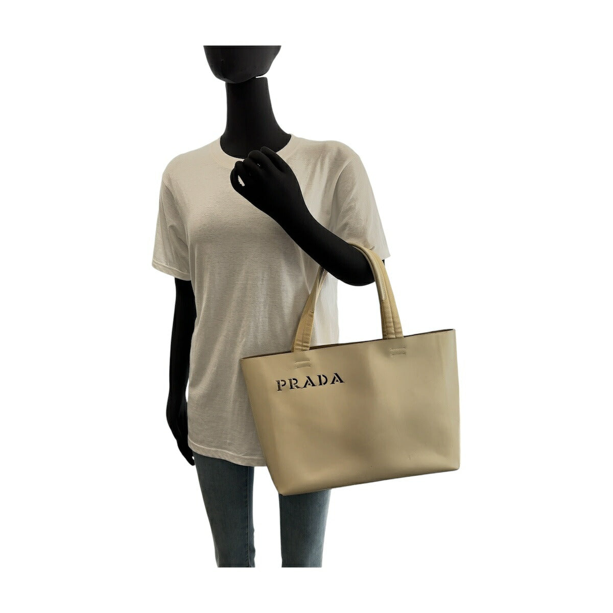 Prada Beige Leather Tote Bag