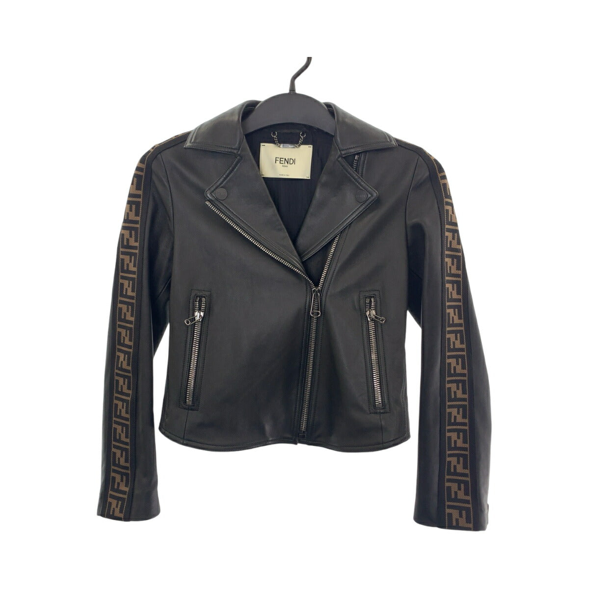 Fendi Lambskin Riders Jacket Black Brown