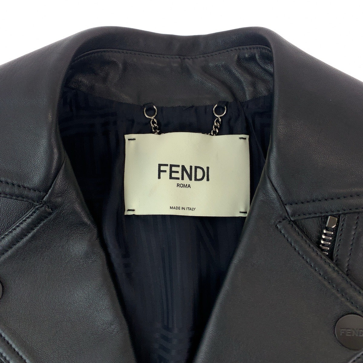 Fendi Lambskin Riders Jacket Black Brown