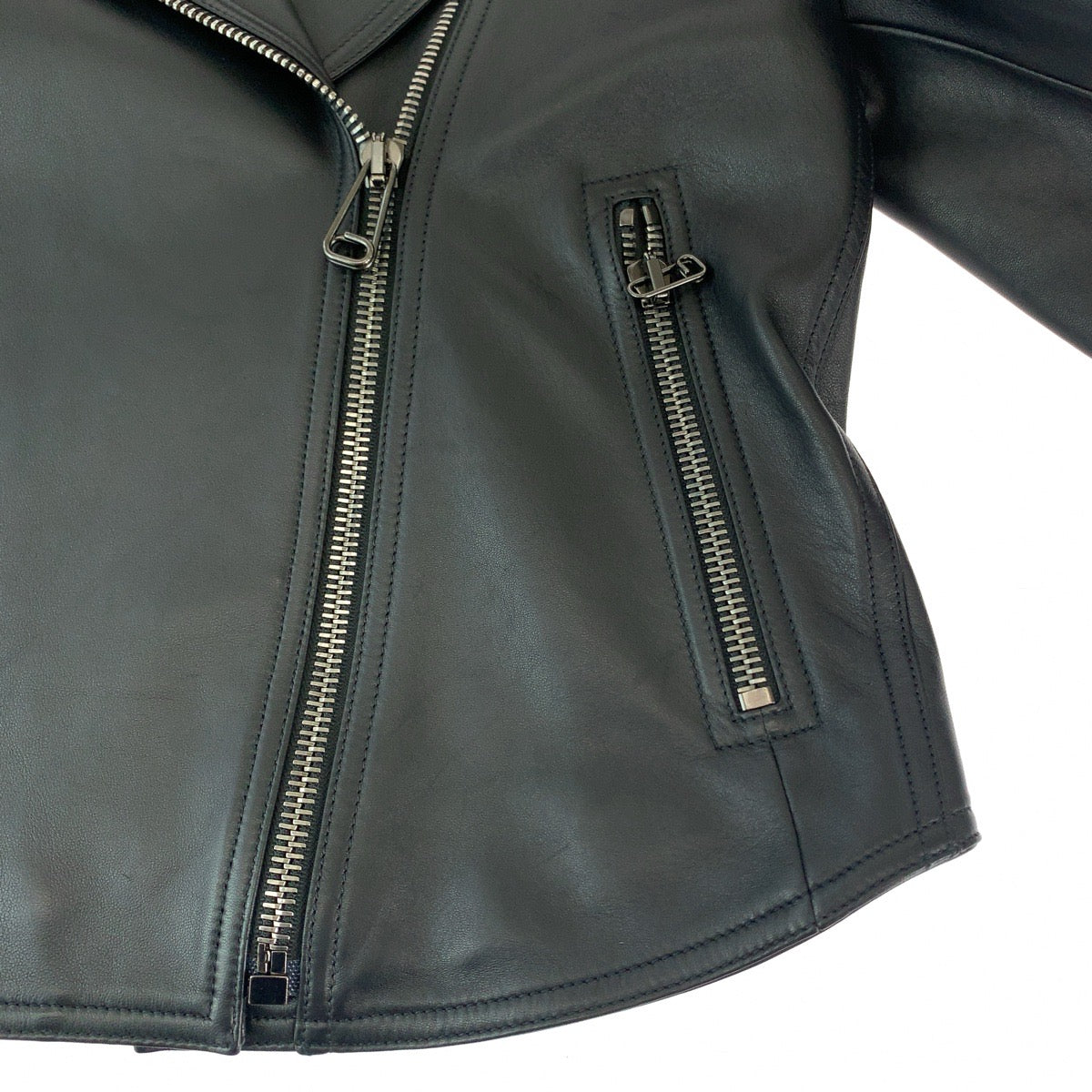 Fendi Lambskin Riders Jacket Black Brown