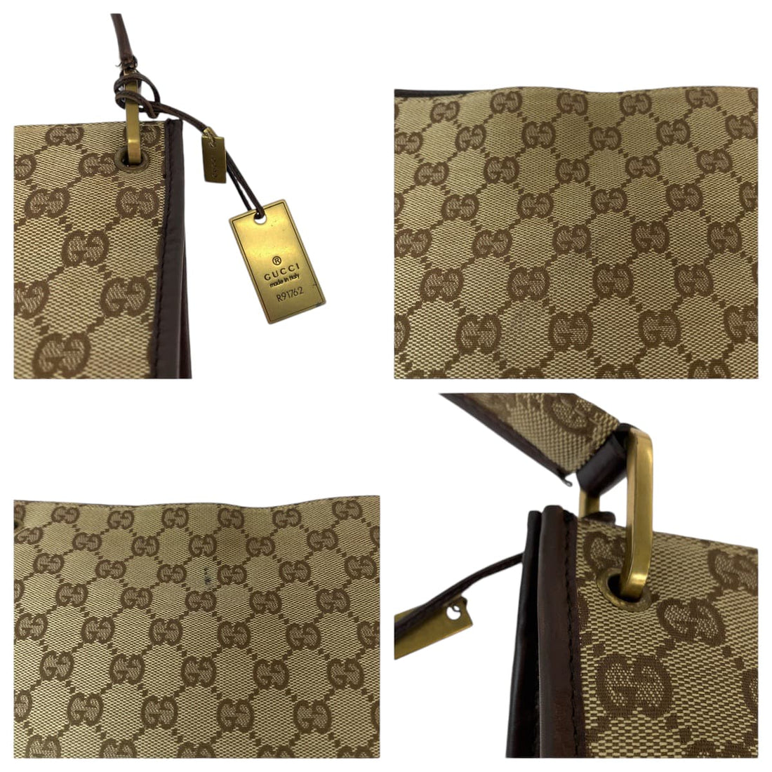 Gucci GG Canvas Plate Charm Shoulder Bag