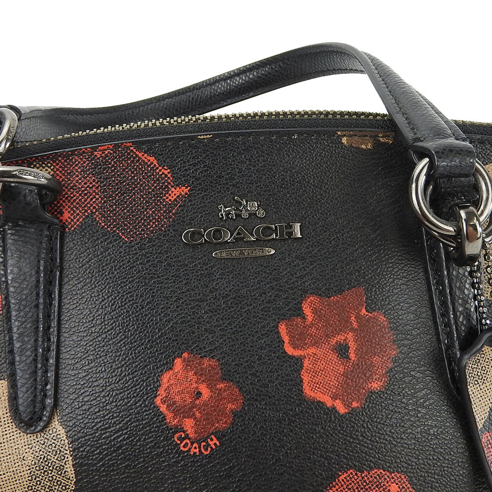 USED COACH Handbag F55538 PVC Leather Floral