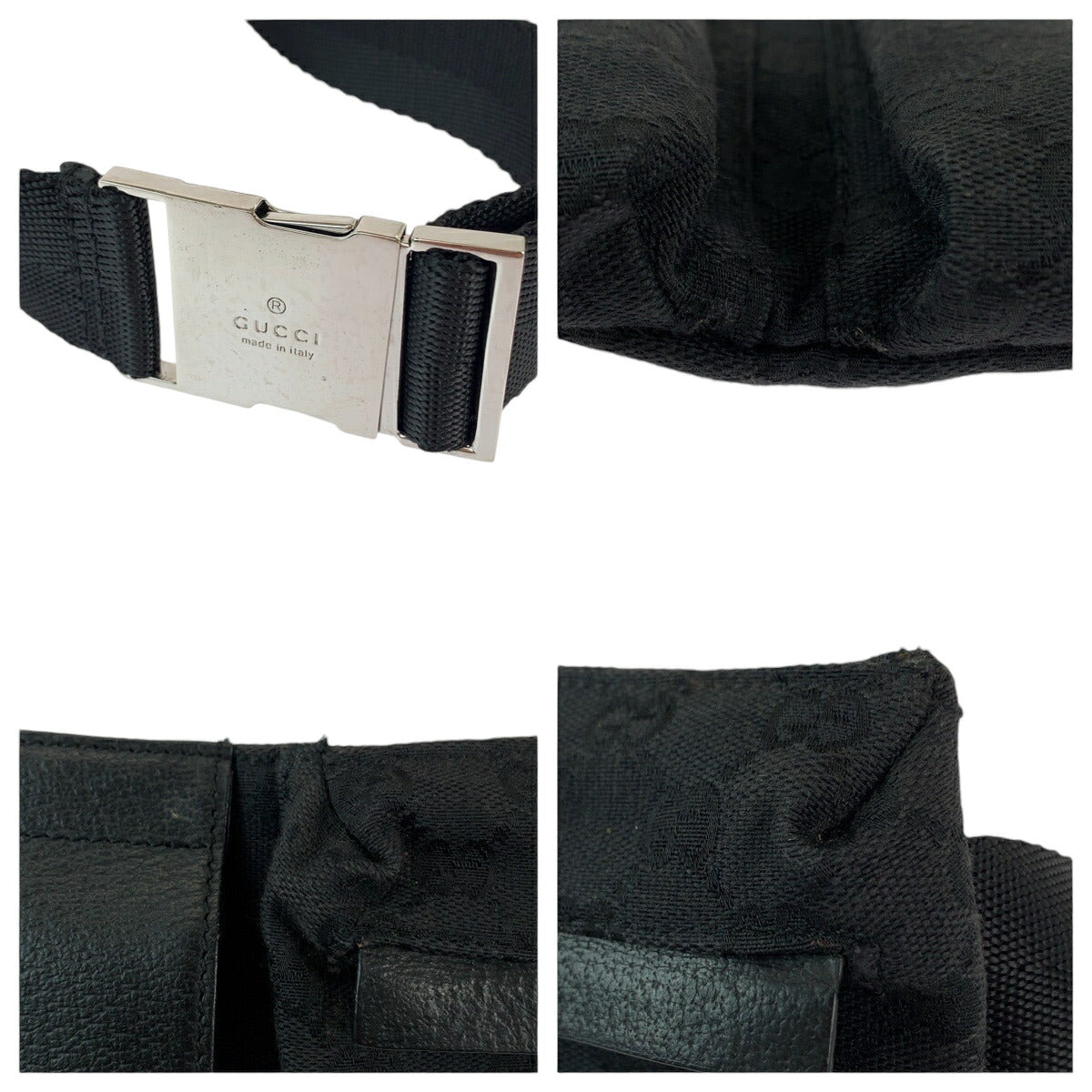 Gucci Black GG Canvas Waist Bag