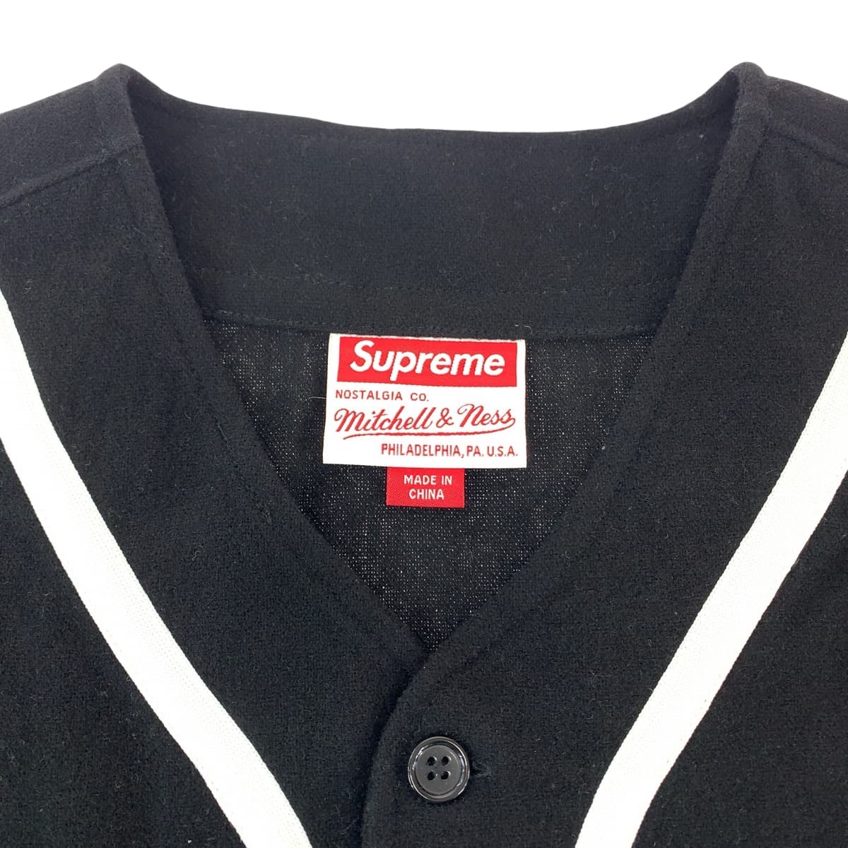 Supreme x Mitchell & Ness Wool Baseball Jersey Black XL