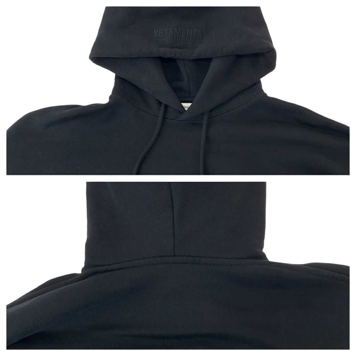 VETEMENTS Cut-off Pullover Hoodie Black Cotton S