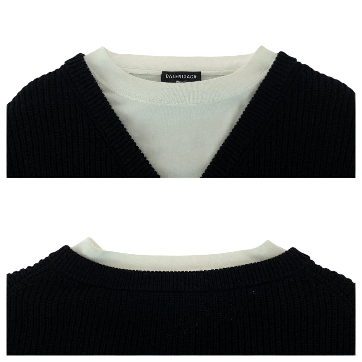 Balenciaga Layered Knit Sweater Cotton Black L