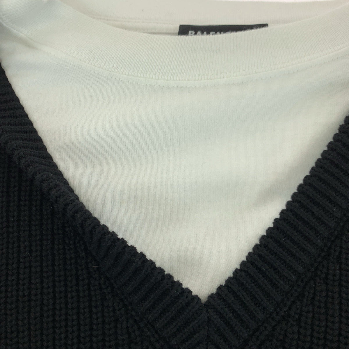 Balenciaga Layered Knit Sweater Cotton Black L