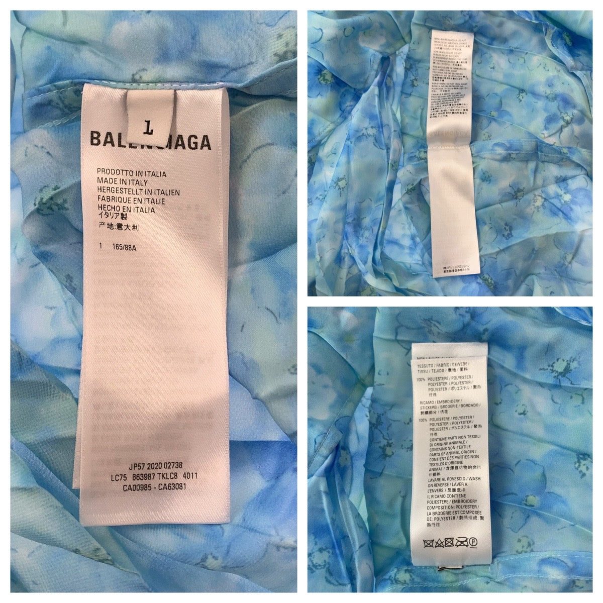 Balenciaga Floral Polyester Dress Shirt L