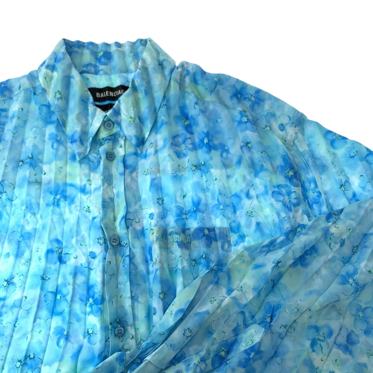 Balenciaga Floral Polyester Dress Shirt L