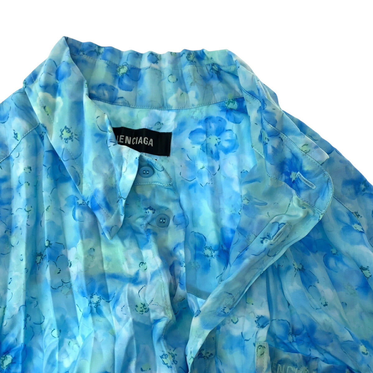 Balenciaga Floral Polyester Dress Shirt L