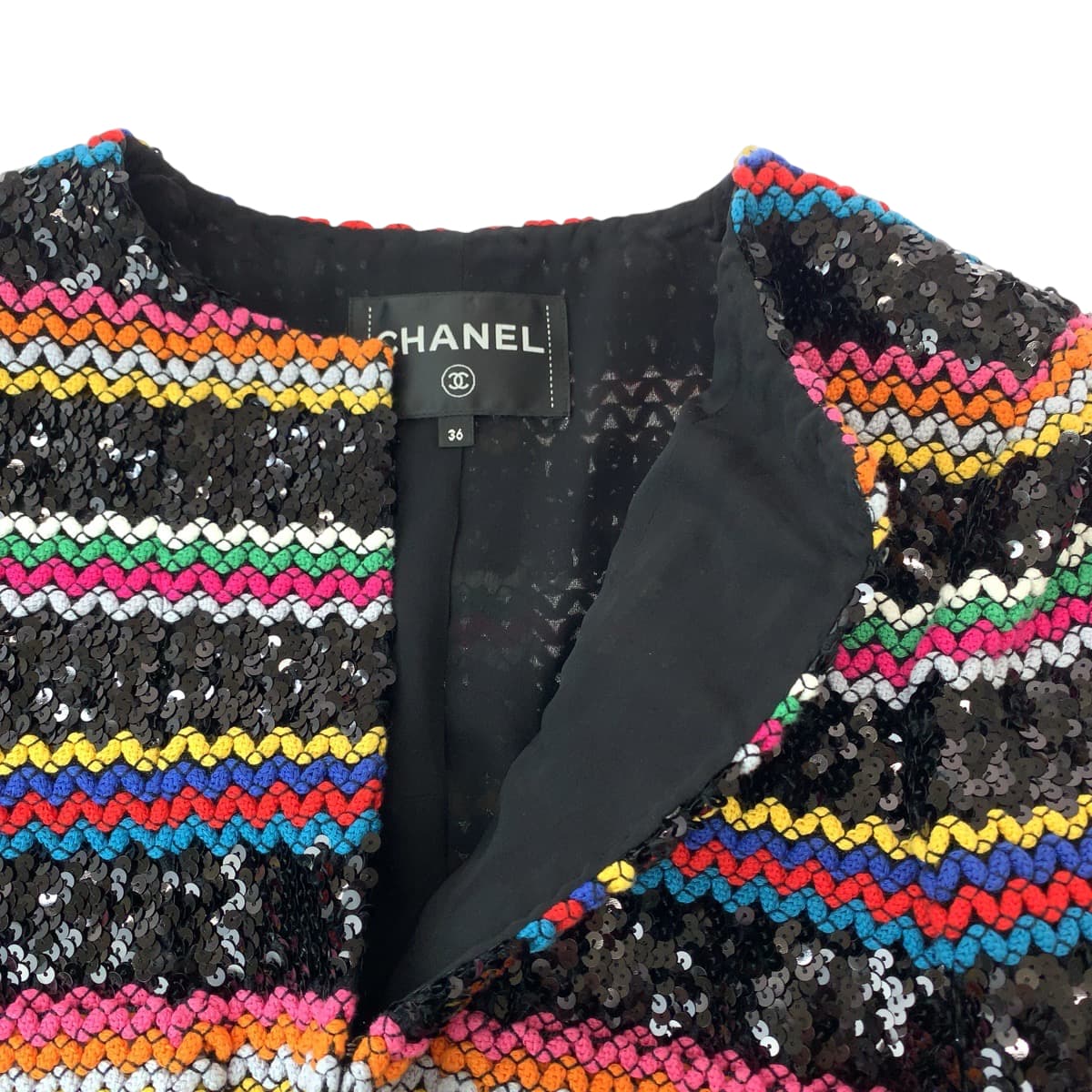 Chanel Cotton No Collar Jacket Multicolor