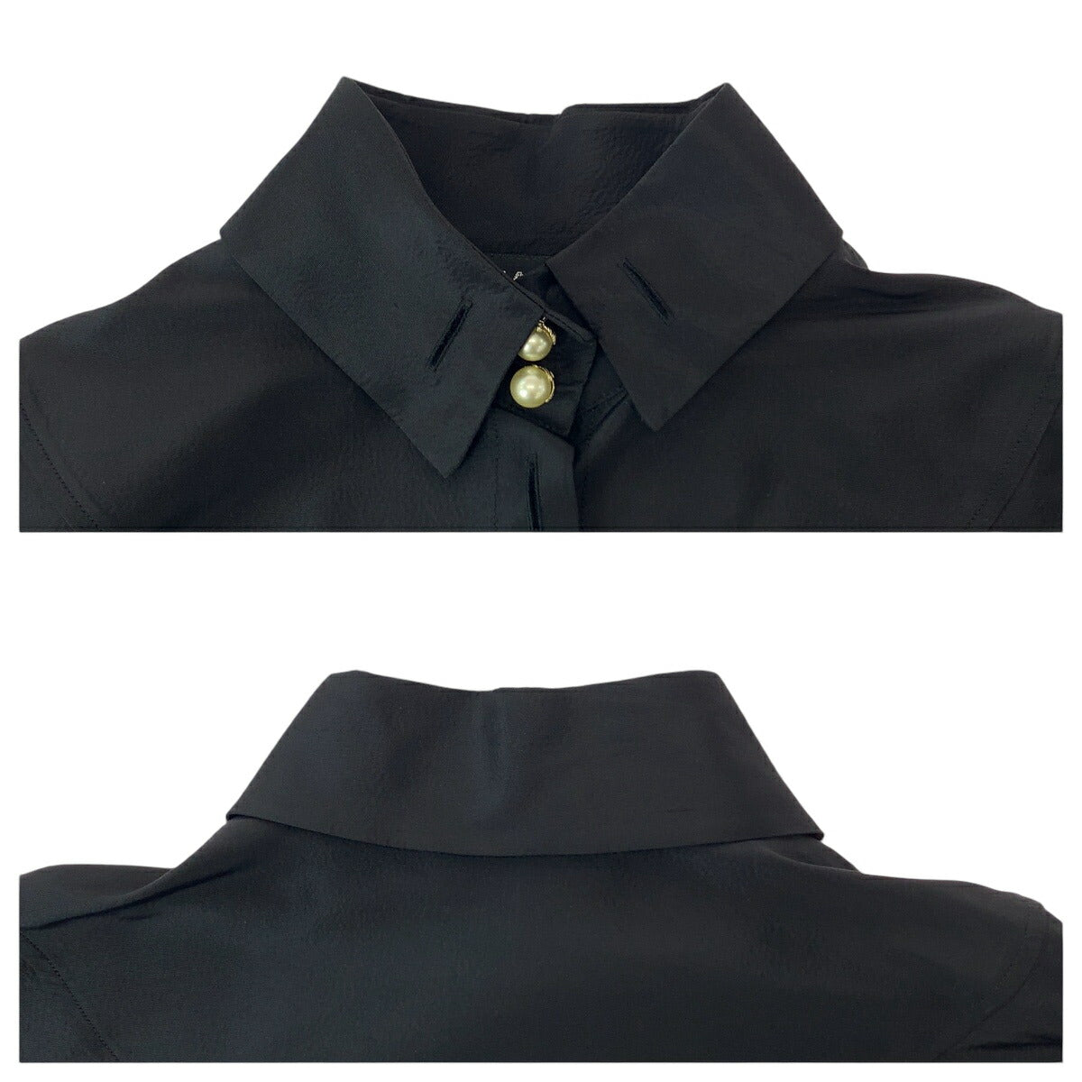 Chanel Silk Shirt 36 Faux Pearl Black