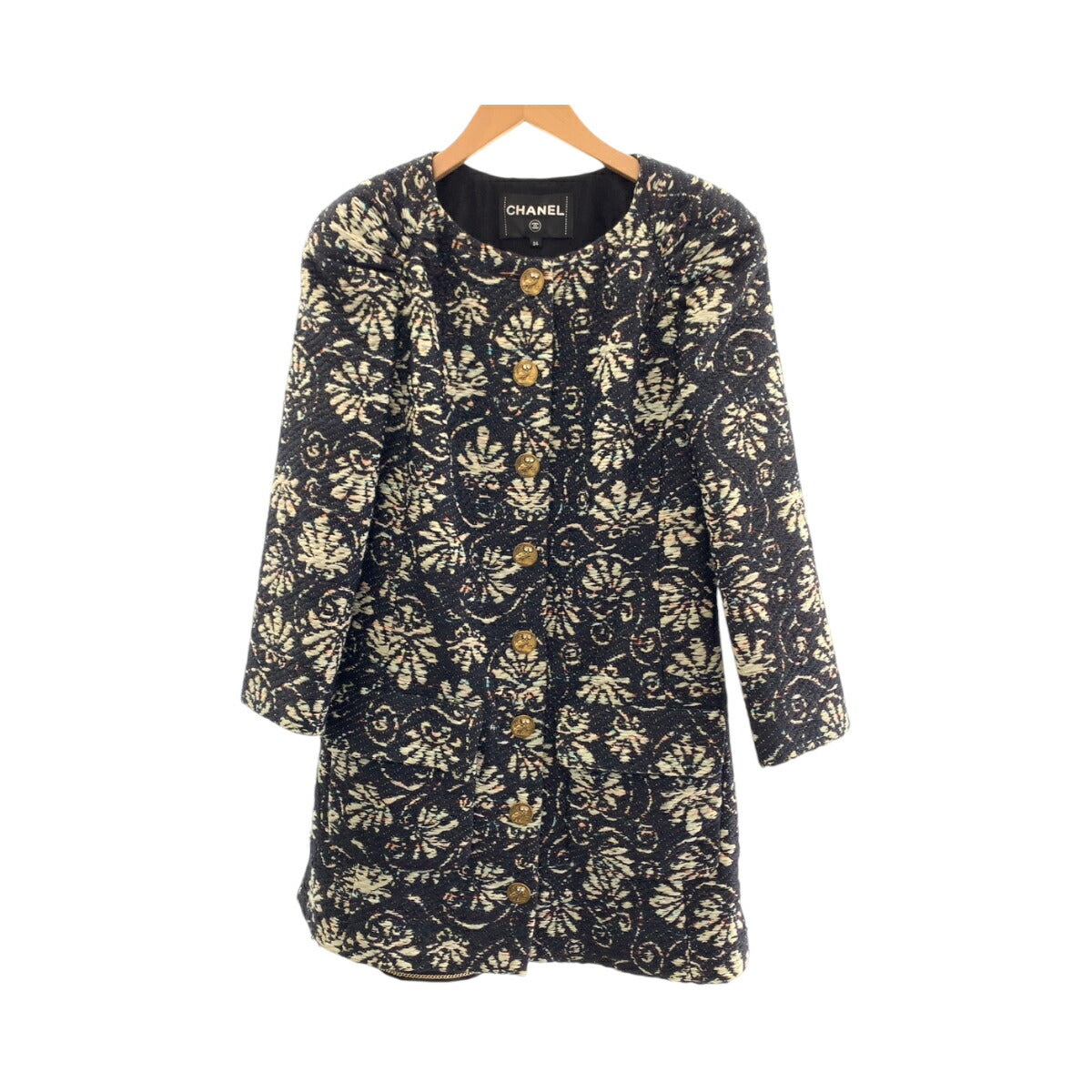 Chanel Owl Print Wool Jacket Navy Multicolor