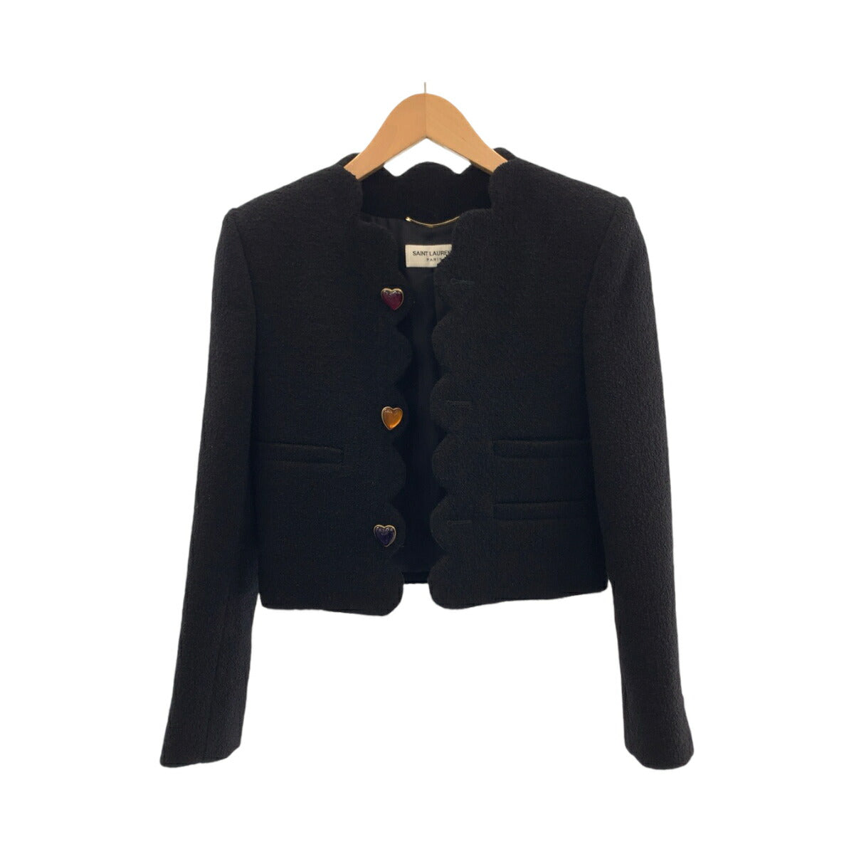 Yves Saint Laurent Wool Boucle Tweed Heart Cropped Jacket