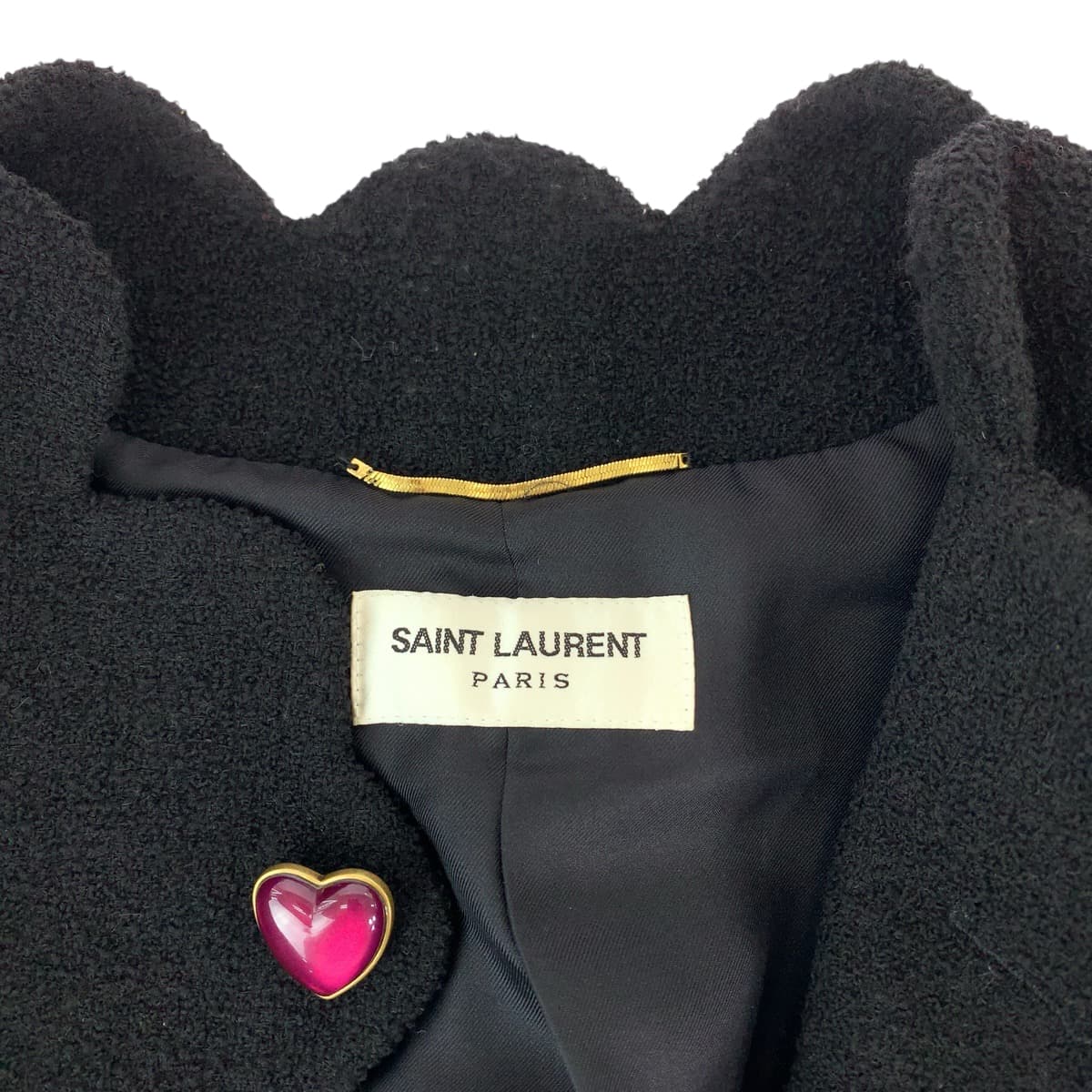 Yves Saint Laurent Wool Boucle Tweed Heart Cropped Jacket