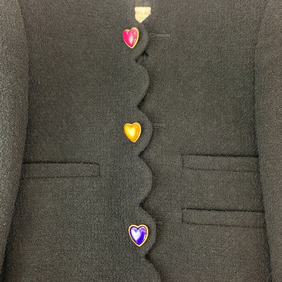 Yves Saint Laurent Wool Boucle Tweed Heart Cropped Jacket