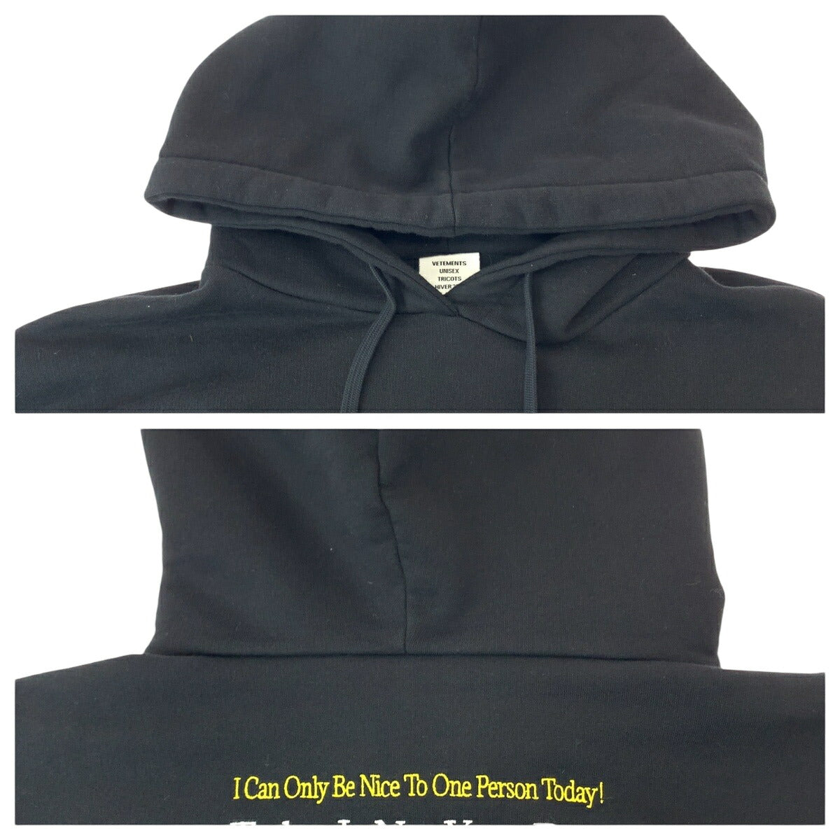 VETEMENTS Black Cotton Hoodie Size M