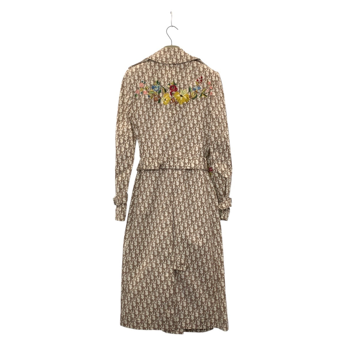 Dior Cotton Trench Coat Beige Floral Embroidery