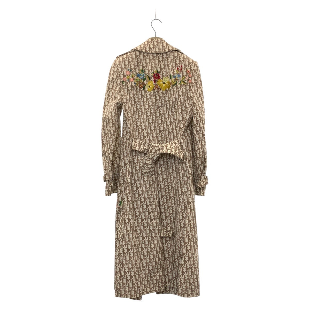 Dior Cotton Trench Coat Beige Floral Embroidery