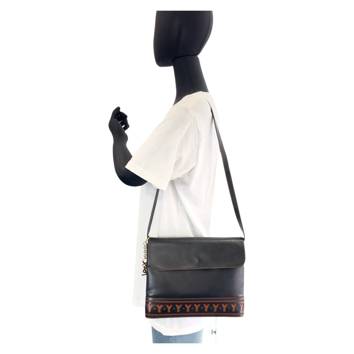 Yves Saint Laurent Y Cutout Leather Shoulder Bag