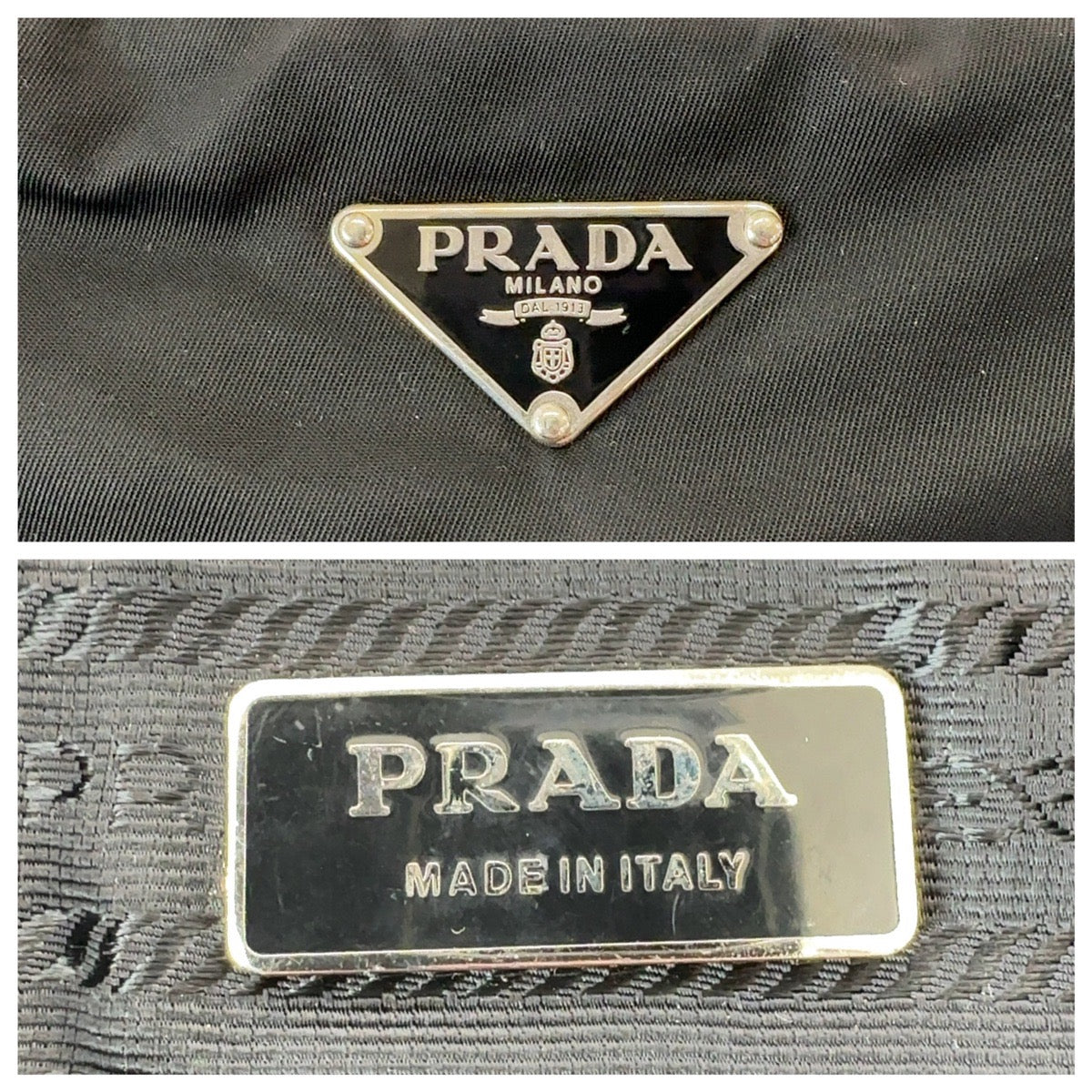 Prada Nylon Tessuto Logo Plate Shoulder Bag