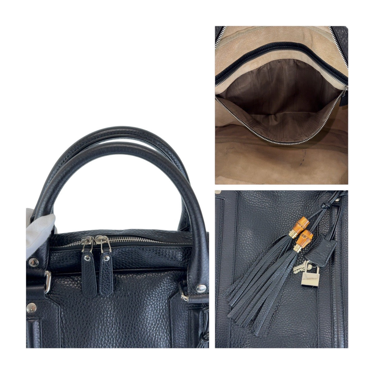 Gucci Leather Bamboo Tassel Briefcase