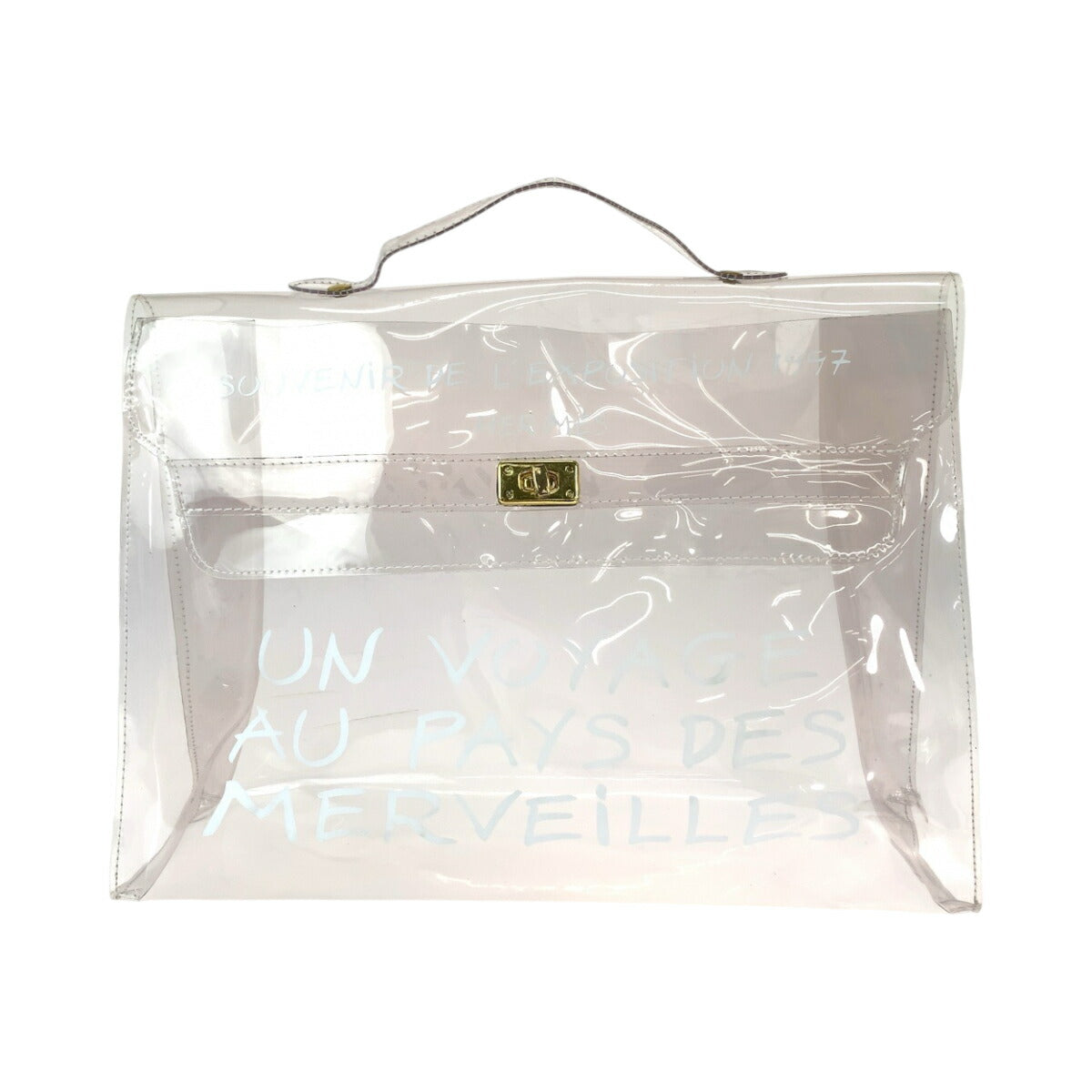 Hermes Vinyl Kelly Clear Handbag Gold Hardware