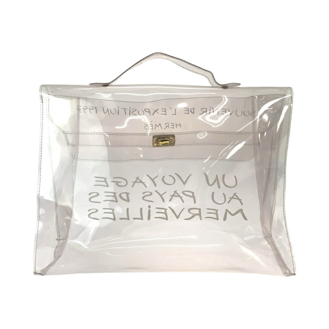 Hermes Vinyl Kelly Clear Handbag Gold Hardware