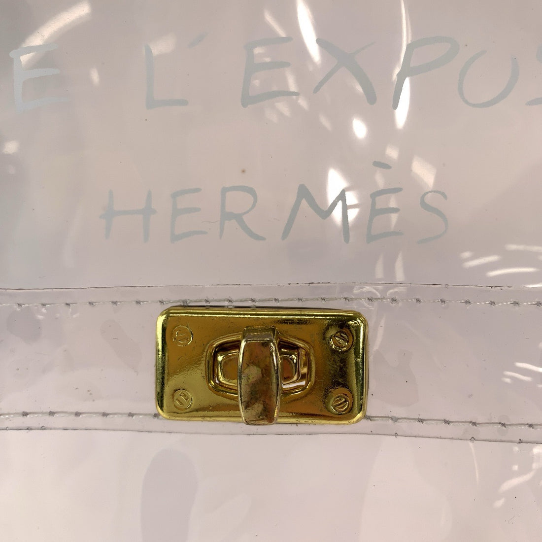 Hermes Vinyl Kelly Clear Handbag Gold Hardware