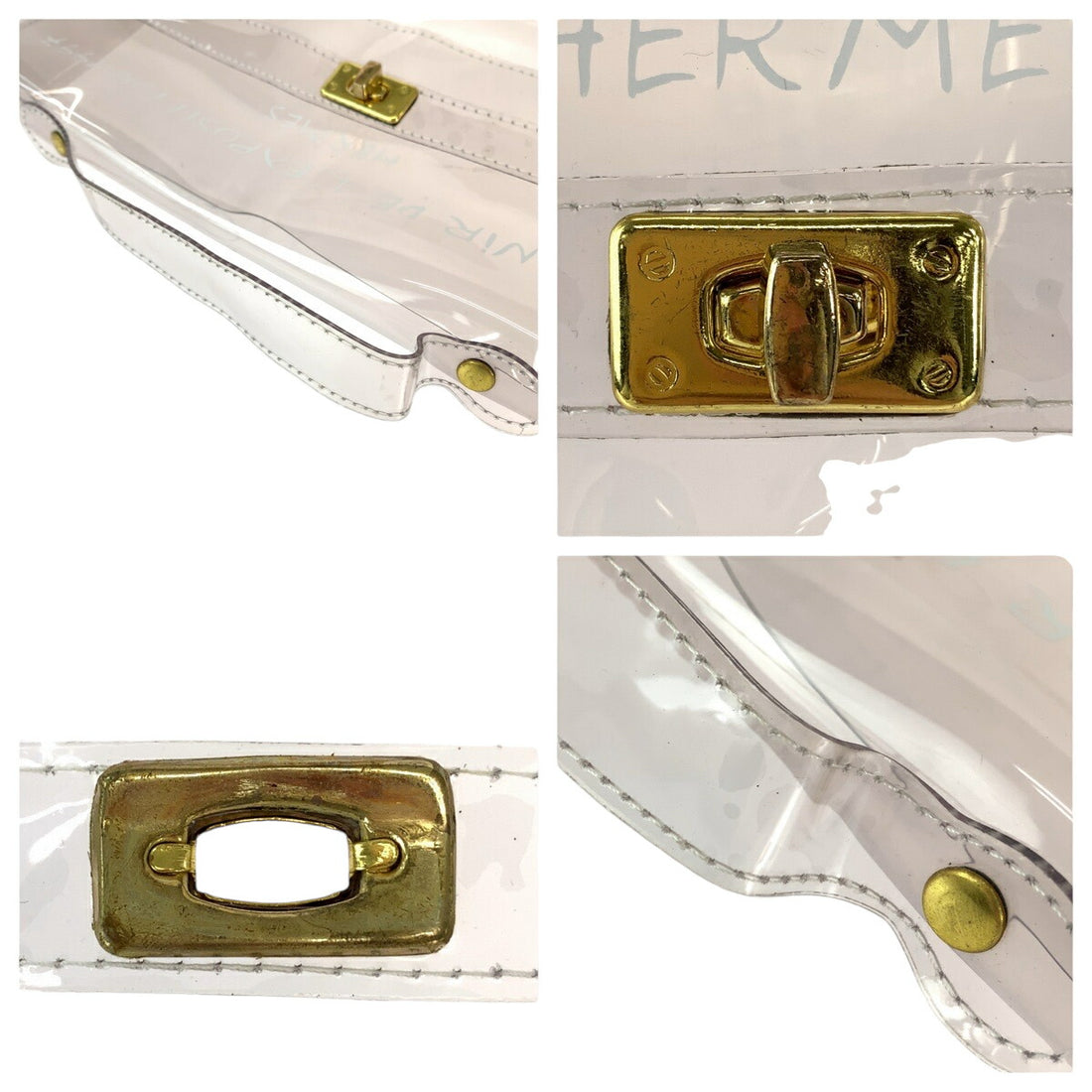 Hermes Vinyl Kelly Clear Handbag Gold Hardware