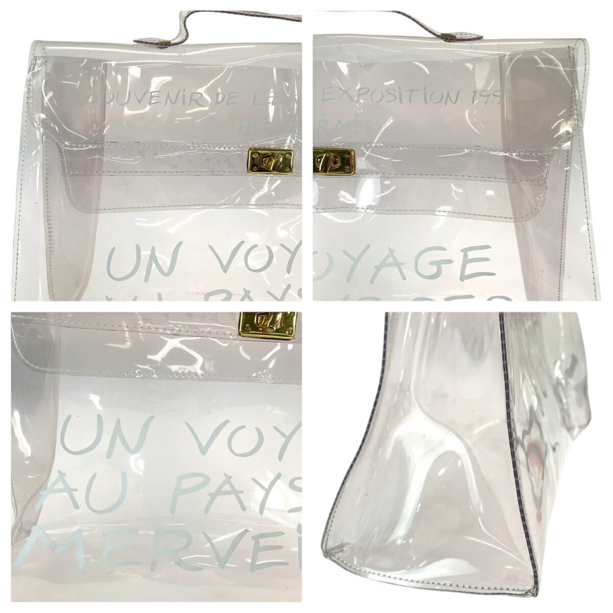 Hermes Vinyl Kelly Clear Handbag Gold Hardware