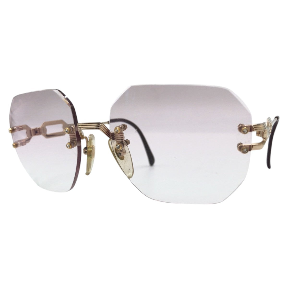 Dior Vintage Gold Purple Metal Square Sunglasses