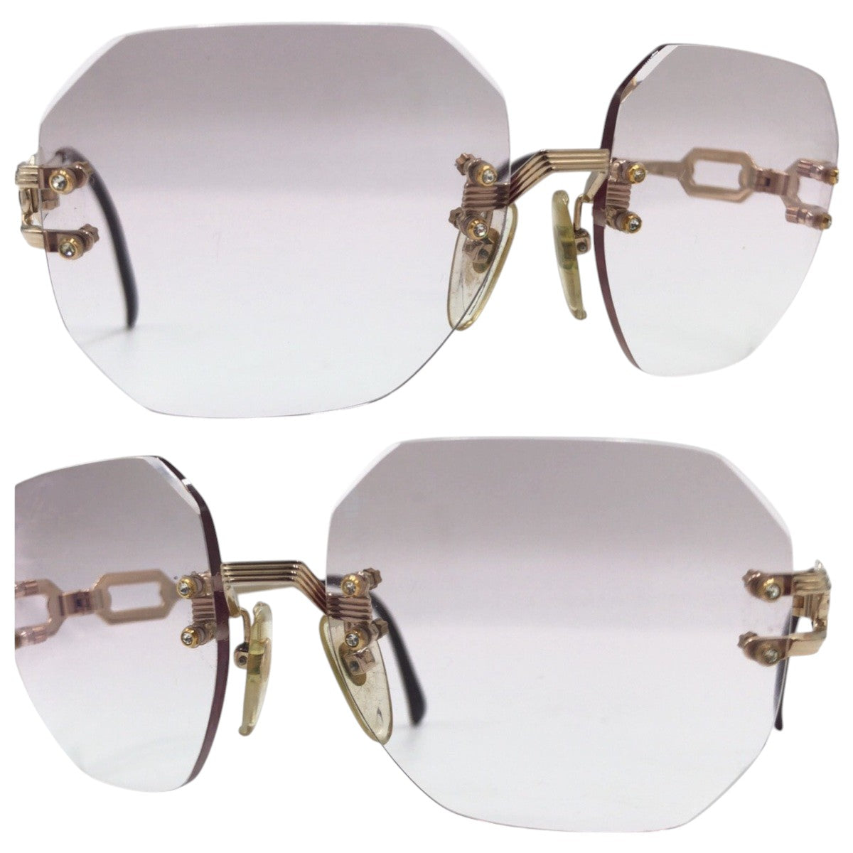 Dior Vintage Gold Purple Metal Square Sunglasses