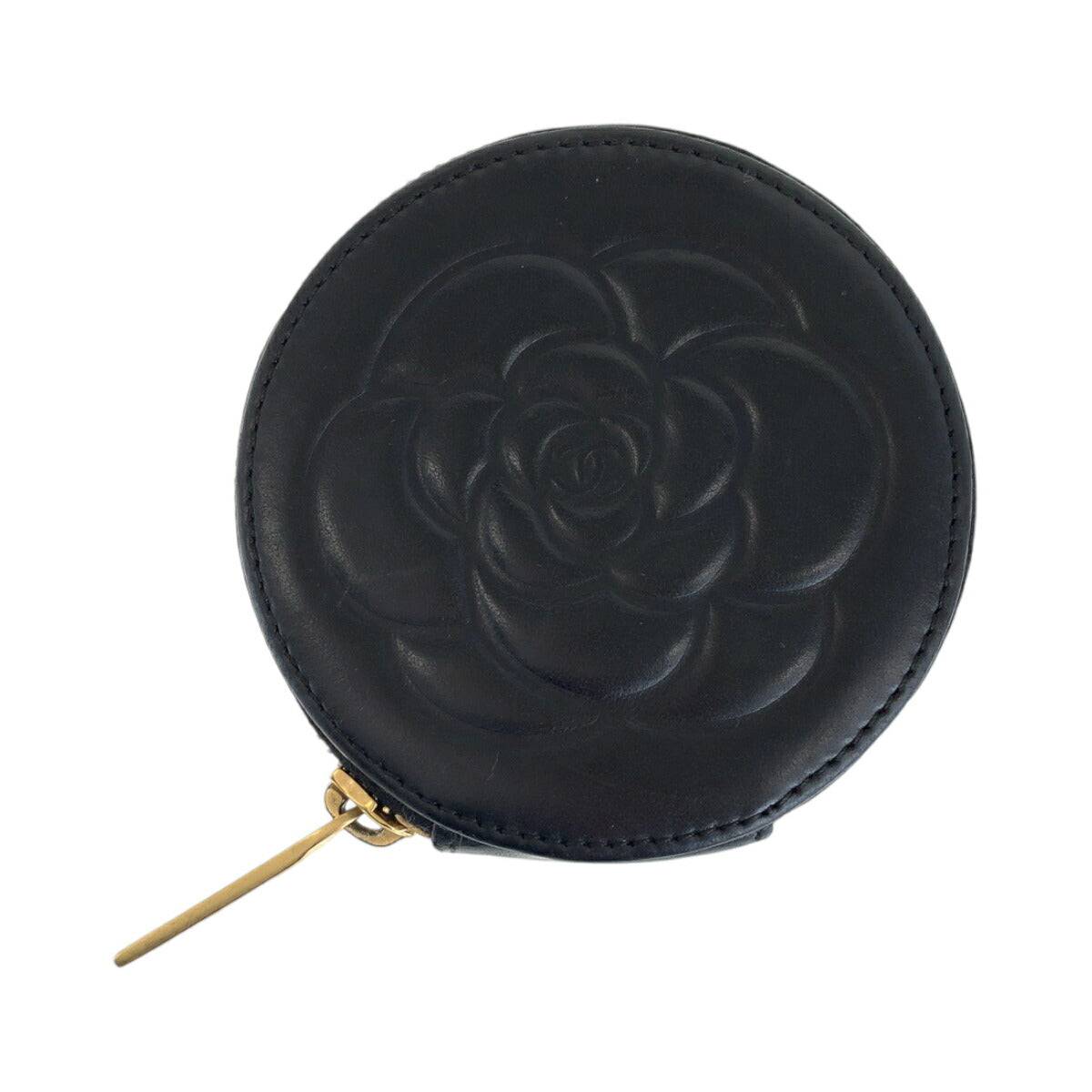 Chanel Camellia Coin Case Black Gold