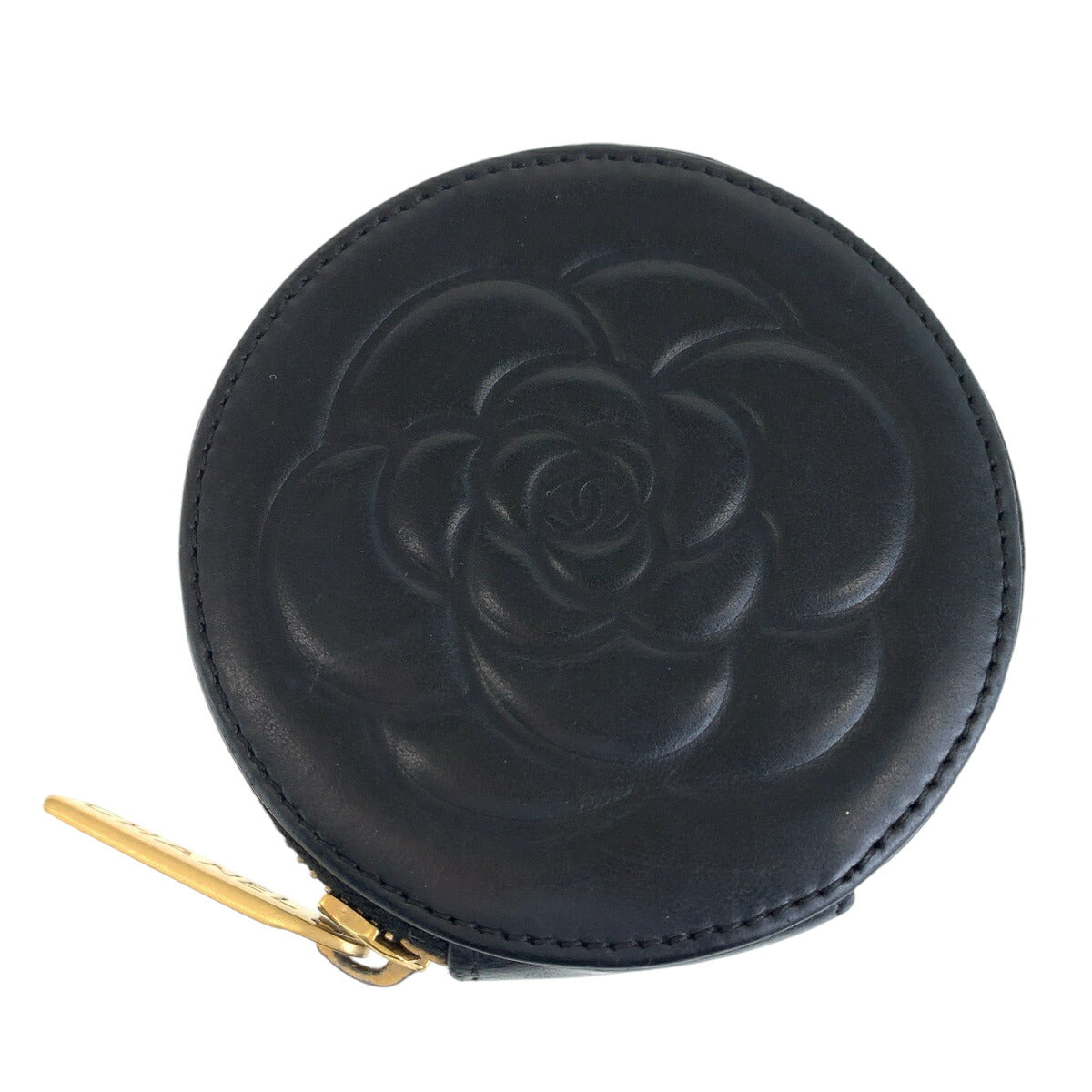 Chanel Camellia Coin Case Black Gold