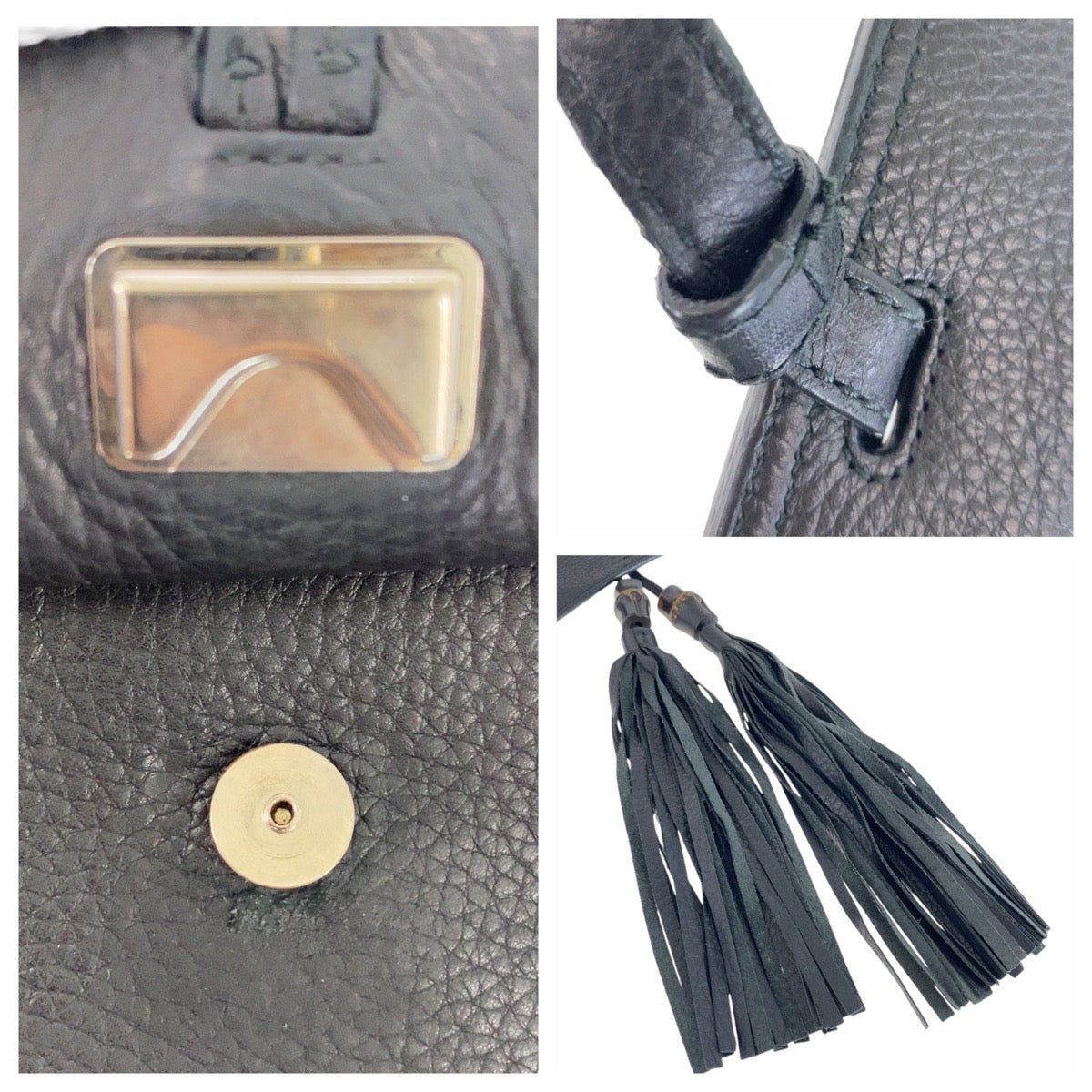 Gucci Bamboo Tassel Leather Shoulder Bag