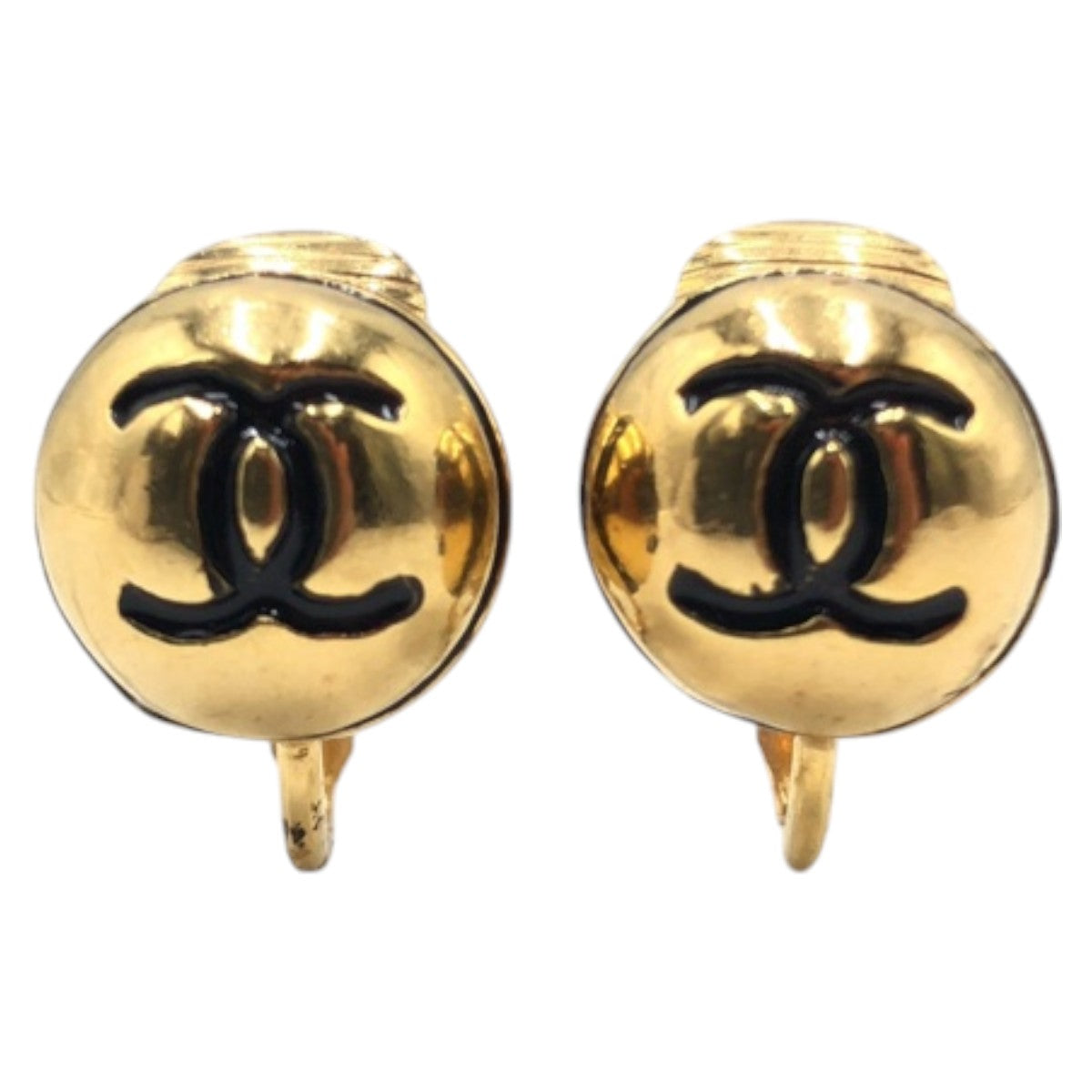 Chanel Vintage Gold Metal Earrings