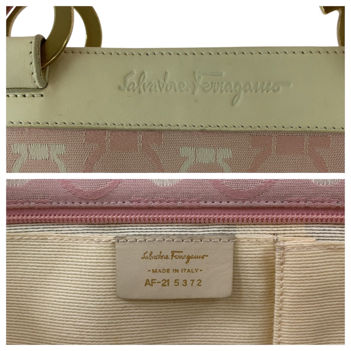 Salvatore Ferragamo Gancini Canvas Leather Tote Bag