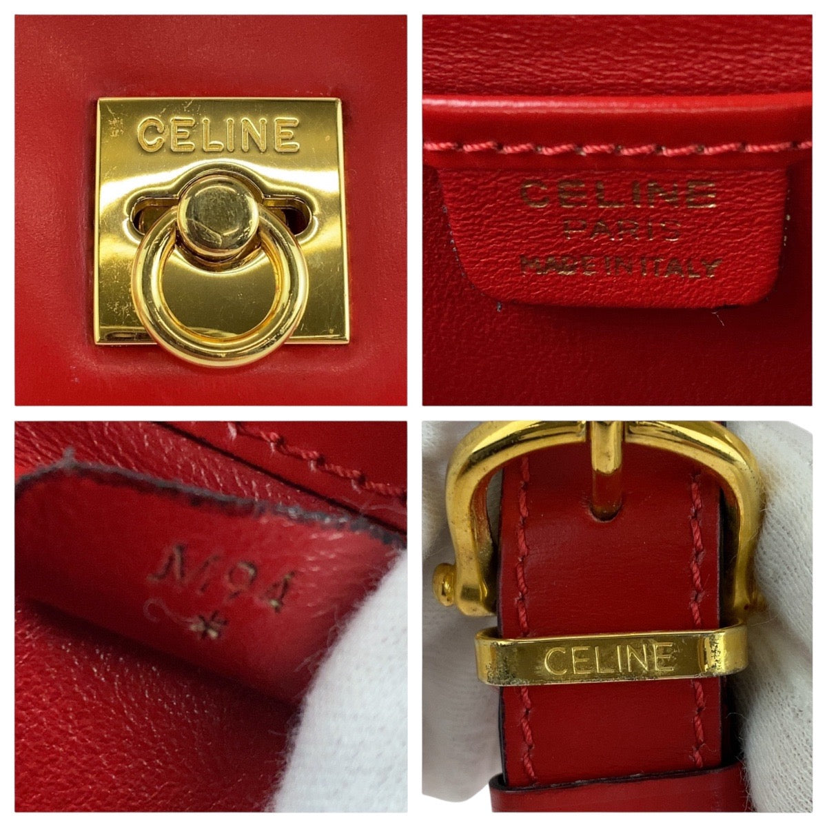 Celine Vintage Logo Ring Leather Shoulder Bag