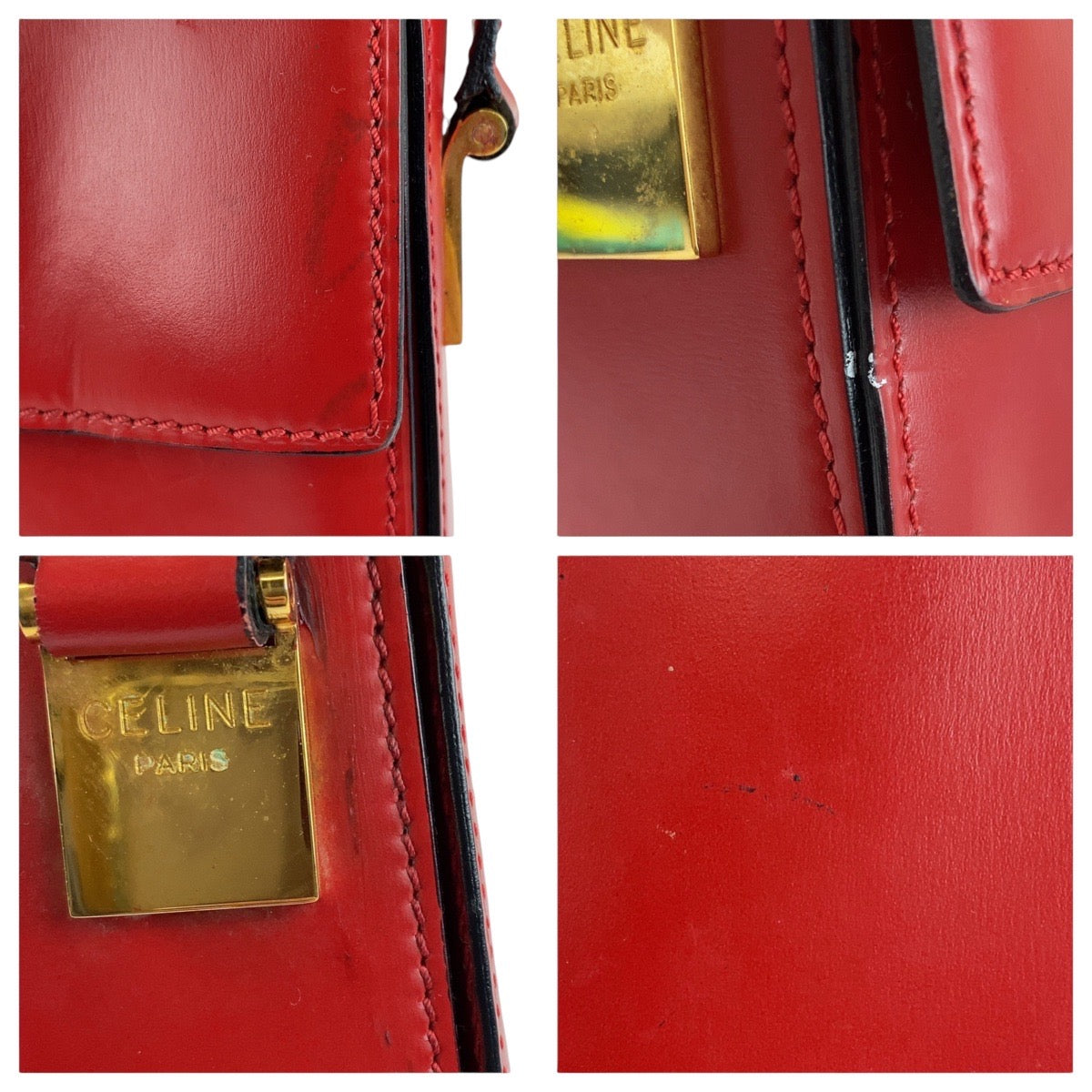 Celine Vintage Logo Ring Leather Shoulder Bag