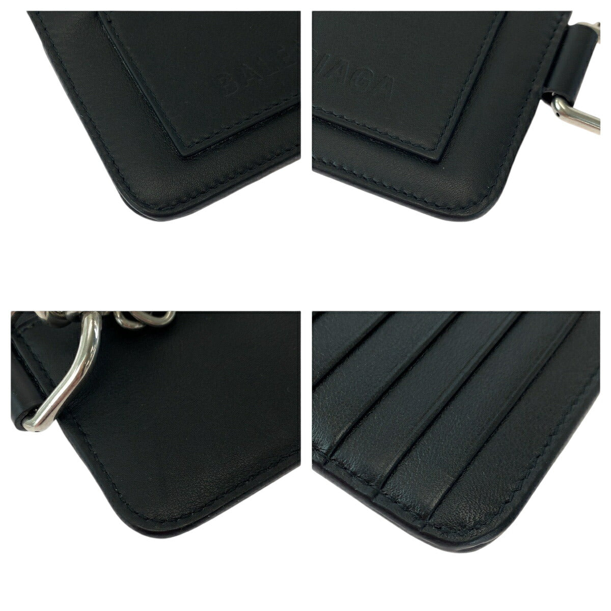 Balenciaga Leather Logo Black Coin Card Case