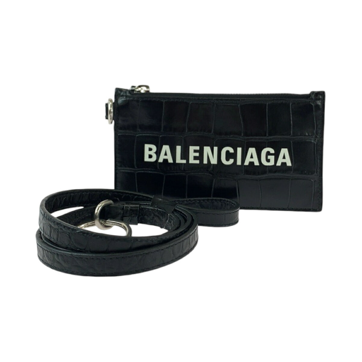 Balenciaga Leather Coin Card Case Black